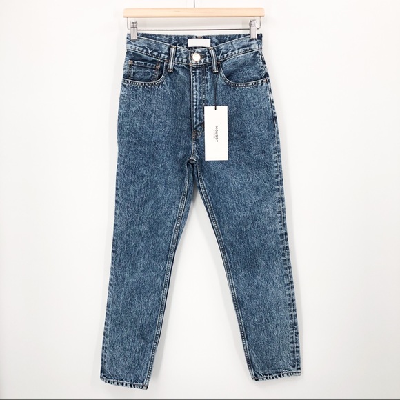 Moussy Vintage Acid Wash Boy Skinny High Rise Ankle Crop Blue Jeans 25 - Picture 2 of 8